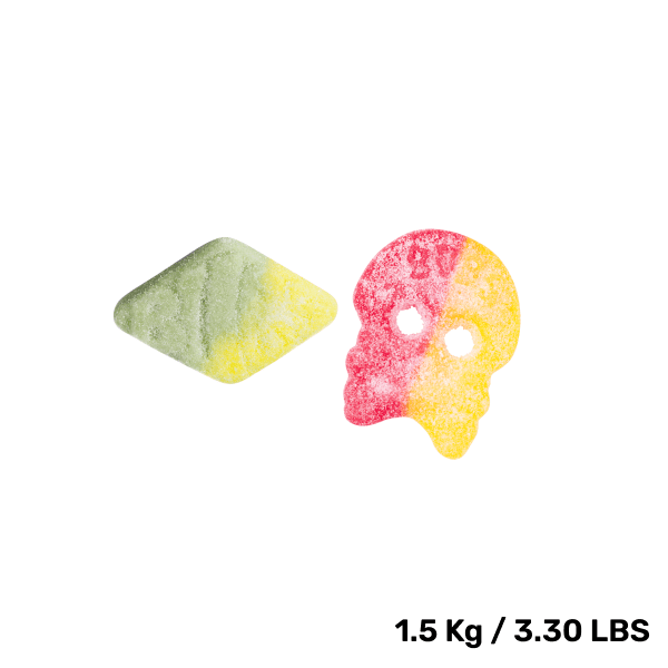 Swedish Candy - BUBS Mix Bag - Giant Sour Skulls - Sour Foam Rombs Tutti Frutti