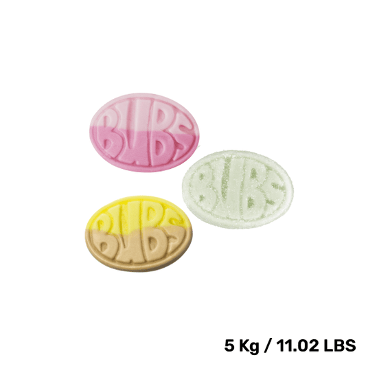 Swedish Candy - BUBS Oval Mix Bag -  Cool Fruity Pear - Wild Strawberry Pomegranate - Banana BUBS